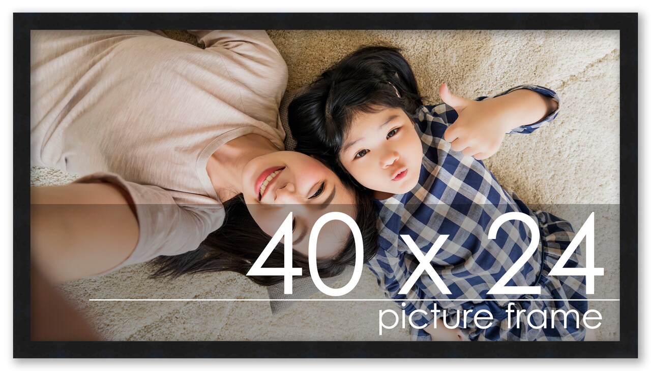 Classic Modern Black Picture Frame - UV Acrylic, Backing Board, Hanging Hardware Included